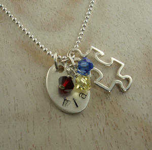 Autism Awareness Hand Stamped Necklace